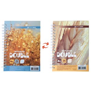 Записная книга DOUBLE А6, на пружине, 96л., клетка, твердый ламинированный переплет, желтый