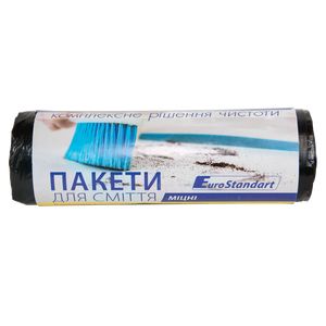 Пакети для сміття 120л/10шт, Eurostandart, міцні, чорні BuroClean