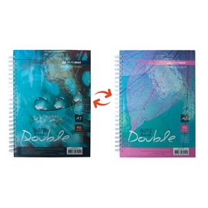 Книга для нотаток DOUBLE А5, 96 арк., пружина, кл., тв. лам. палітурка, бірюзовий 