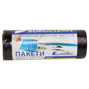 Пакети для сміття 60л/20шт, Eurostandart, міцні, чорні BuroClean