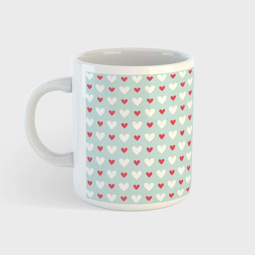 White cup 330 ml. Print - 220x85 mm. Women's patterns (WL 03.21-23-8-6)